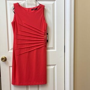 Orange Dress with Pleat Detail